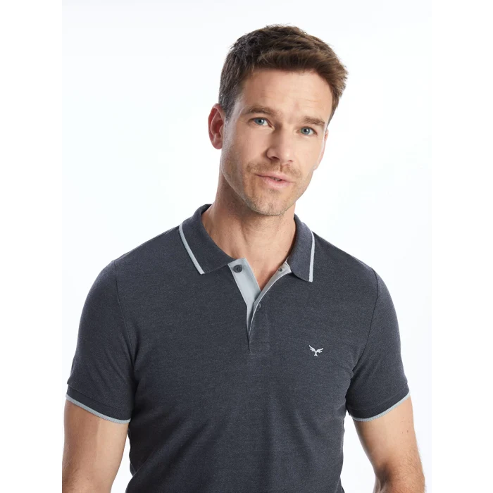 LCWAIKIKI Classic Antrasit Polo Yaka Kısa Kollu Pike Erkek Tişört