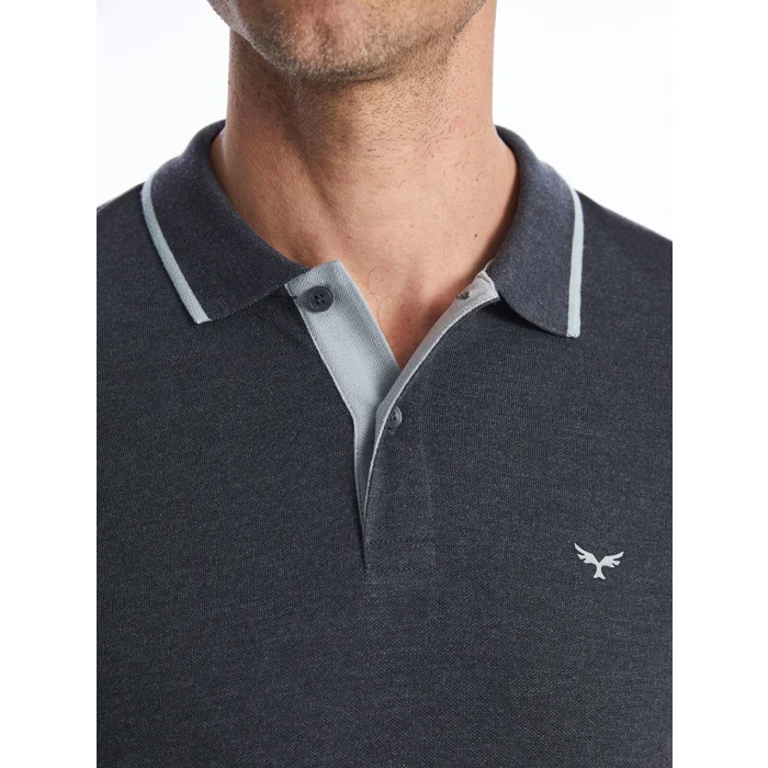 LCWAIKIKI Classic Antrasit Polo Yaka Kısa Kollu Pike Erkek Tişört