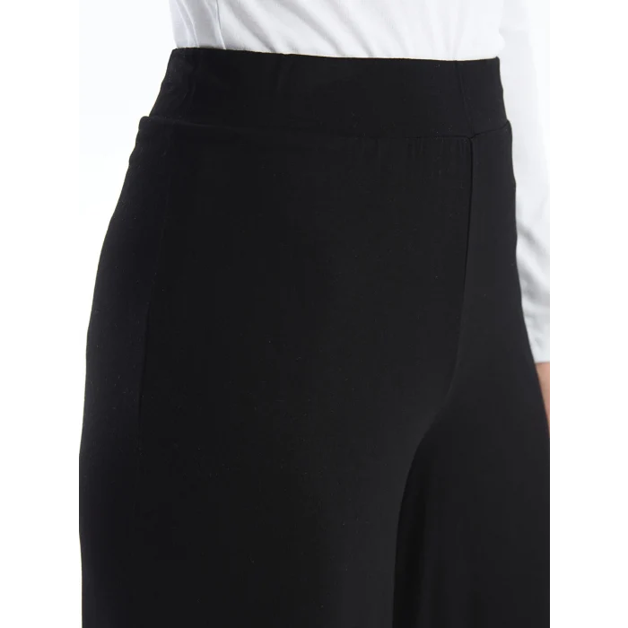 LCWAIKIKI Basic Siyah Kadın Beli Lastikli Düz Kapri