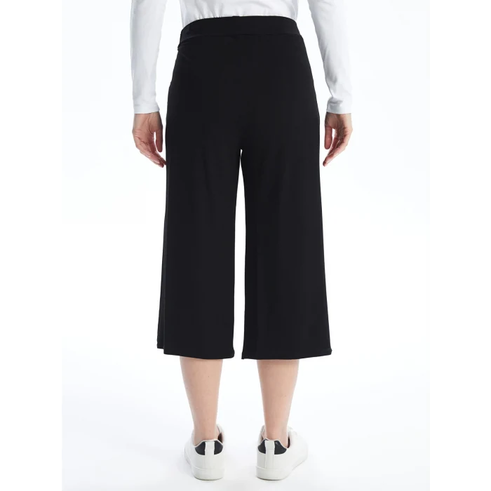 LCWAIKIKI Basic Siyah Kadın Beli Lastikli Düz Kapri