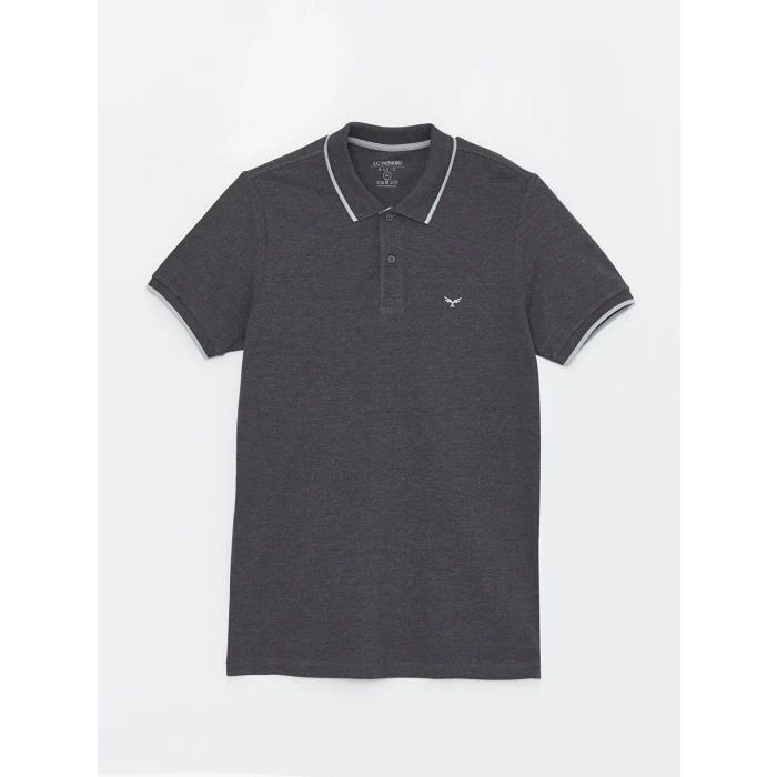 LCWAIKIKI Classic Antrasit Polo Yaka Kısa Kollu Pike Erkek Tişört