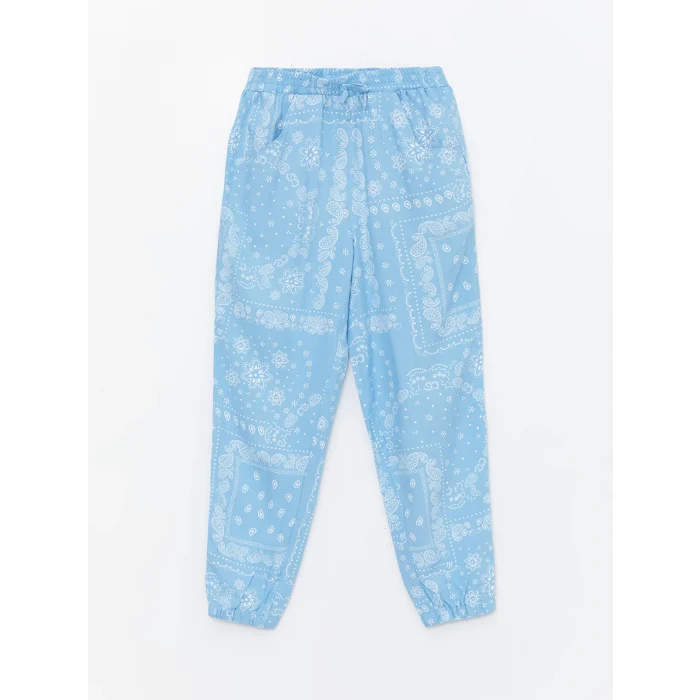 LCW Kids Mavi Beli Lastikli Kız Çocuk Jogger Pantolon