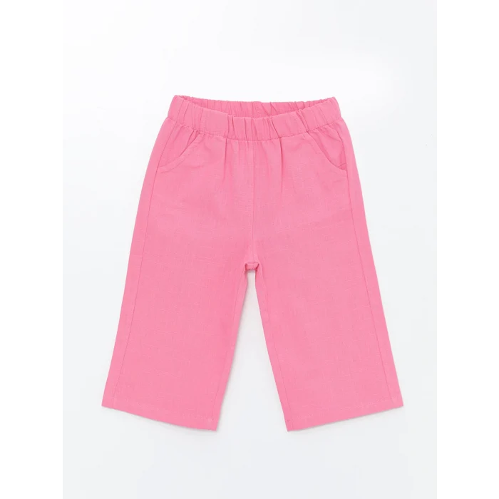 LCW Kids Pembe Kare Yaka Askılı Kız Bebek Bluz ve Pantolon 2li Takım