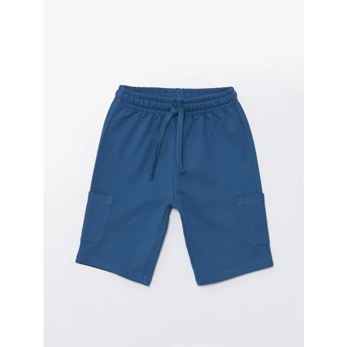 LCW Kids Mavi Bisiklet Yaka Kısa Kollu Baskılı Erkek Bebek Tişört ve Şort 2li Takım