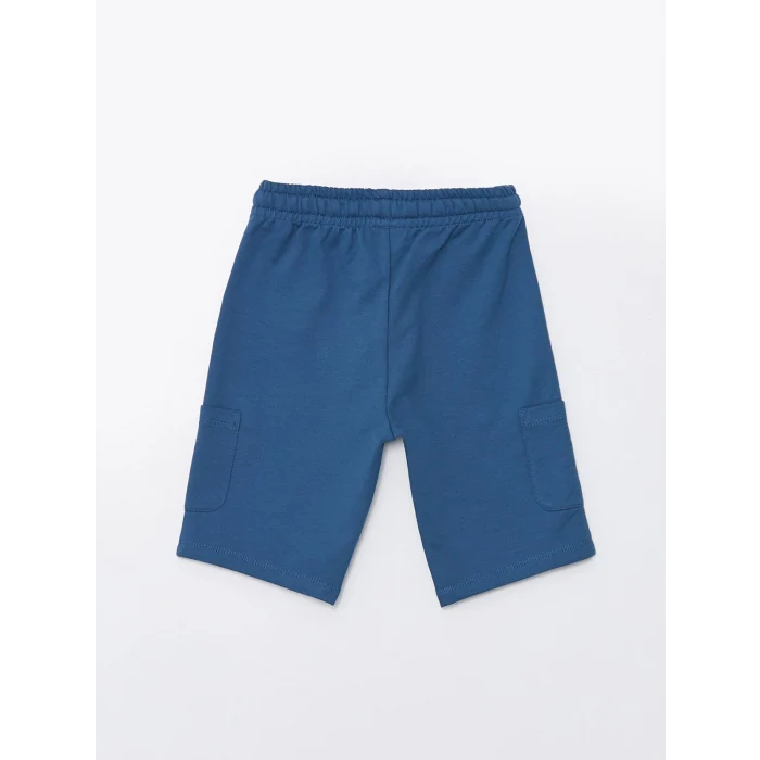 LCW Kids Mavi Bisiklet Yaka Kısa Kollu Baskılı Erkek Bebek Tişört ve Şort 2li Takım