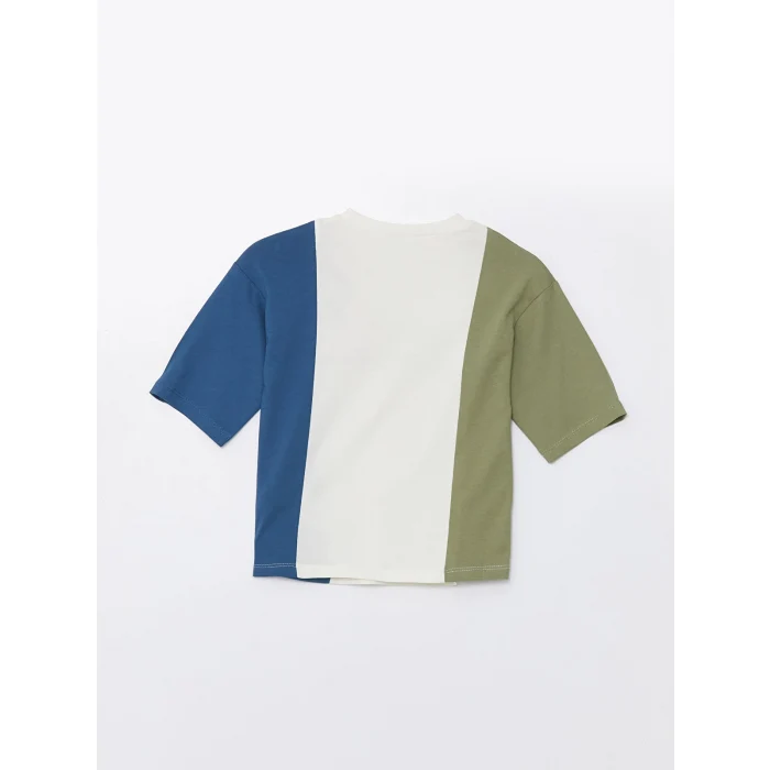 LCW Kids Mavi Bisiklet Yaka Kısa Kollu Baskılı Erkek Bebek Tişört ve Şort 2li Takım