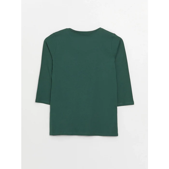 LCWAIKIKI Basic Yeşil Kadın Bisiklet Yaka Düz Bluz