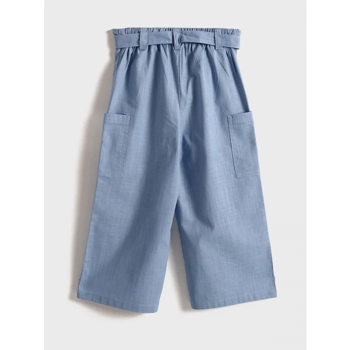 LCW Kids Mavi Beli Lastikli Kız Çocuk Kapri