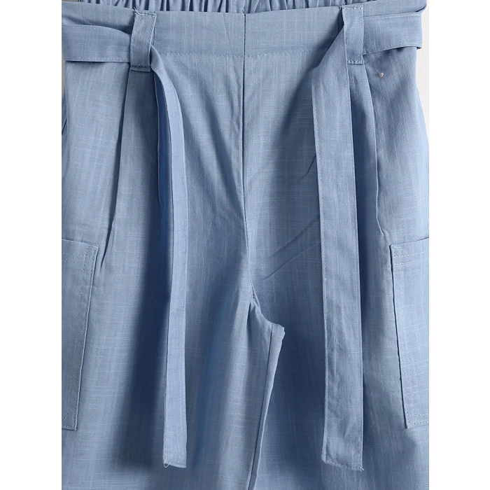 LCW Kids Mavi Beli Lastikli Kız Çocuk Kapri