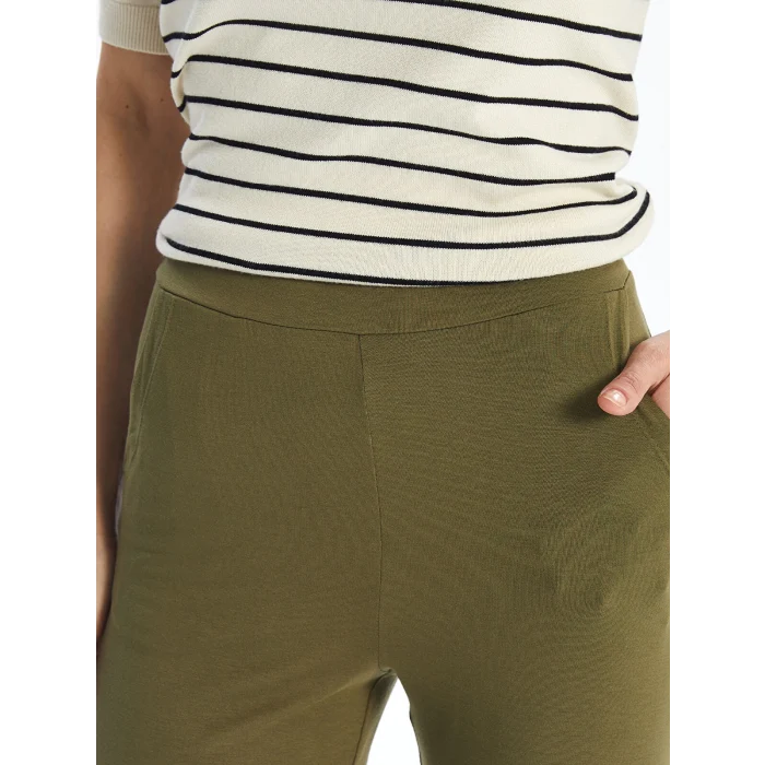 LCWAIKIKI Basic Haki Kadın Beli Lastikli Düz Eşofman Altı