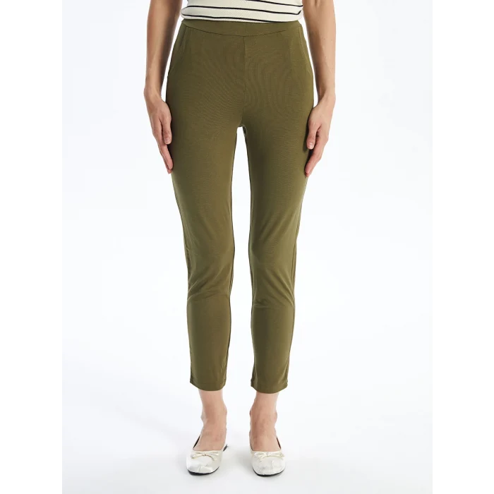 LCWAIKIKI Basic Haki Kadın Beli Lastikli Düz Eşofman Altı