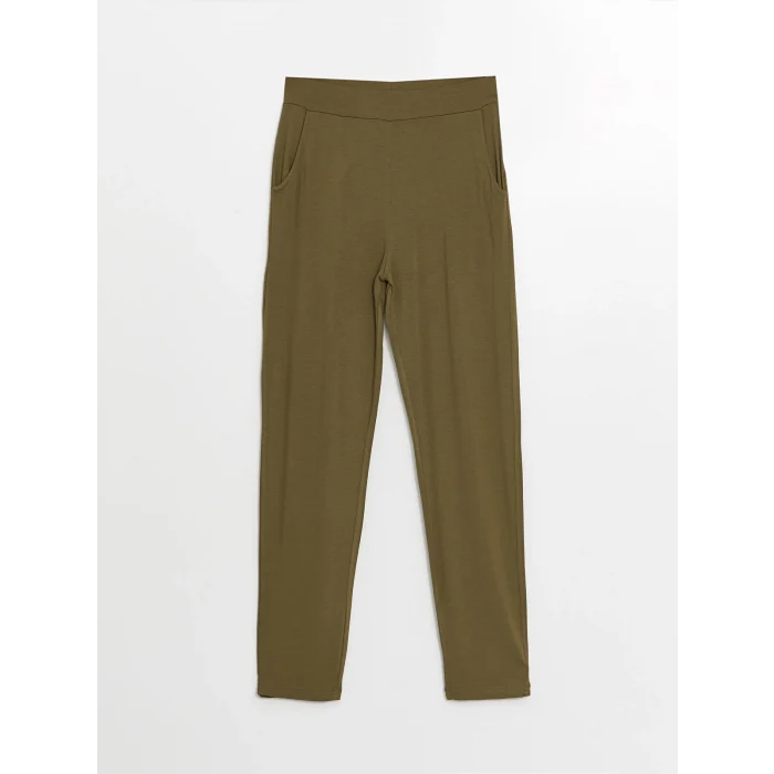 LCWAIKIKI Basic Haki Kadın Beli Lastikli Düz Eşofman Altı