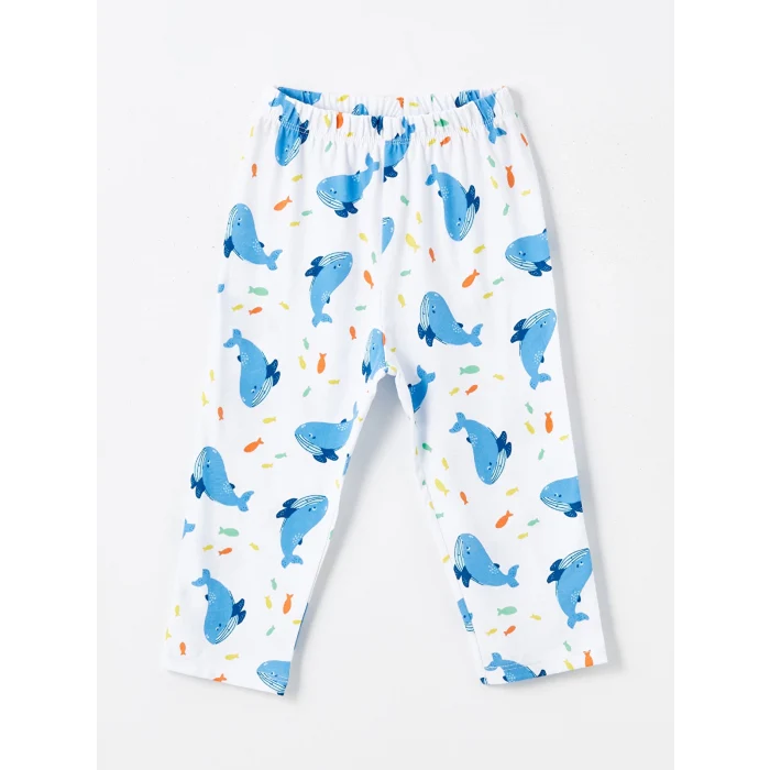 LCW baby Ekru Polo Yaka Uzun Kollu Baskılı Erkek Bebek Pijama Takım