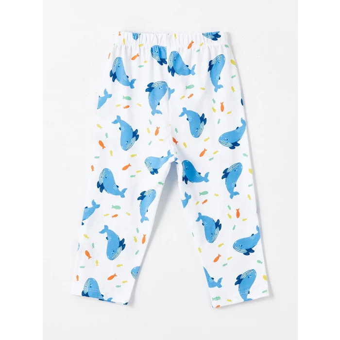 LCW baby Ekru Polo Yaka Uzun Kollu Baskılı Erkek Bebek Pijama Takım