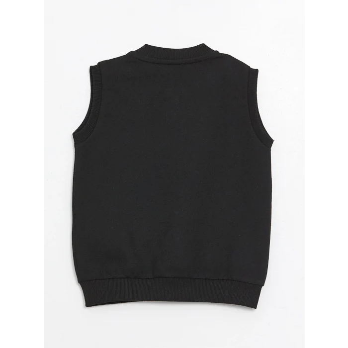 LCW Kids Siyah Bisiklet Yaka Fermuarlı Erkek Bebek Yelek