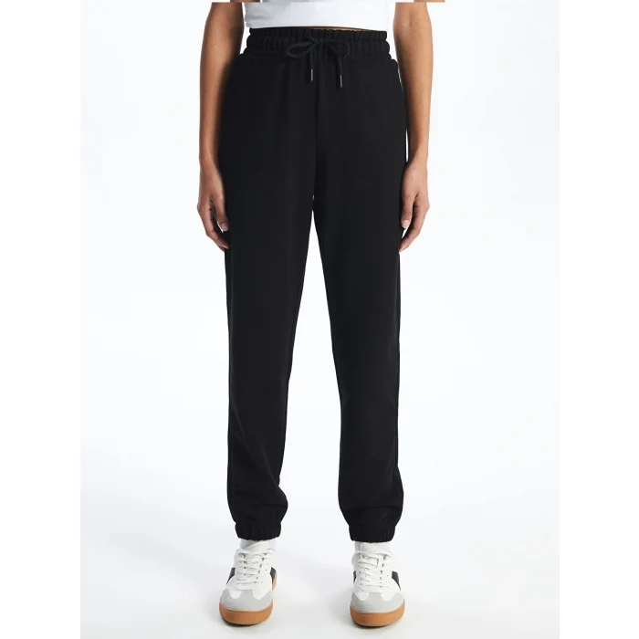 XSIDE Siyah Kadın Beli Lastikli Düz Jogger Eşofman Altı