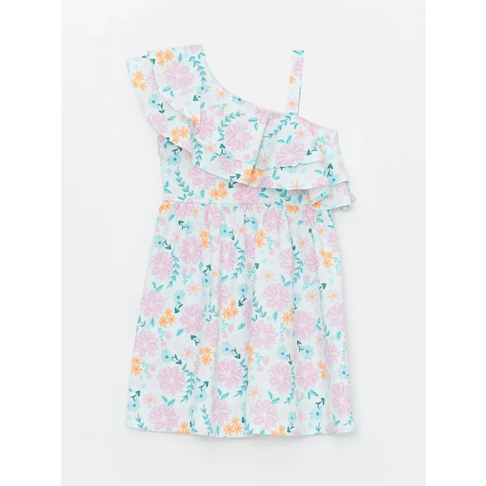 LCW Kids Turkuaz Çiçekli Kız Çocuk Elbise