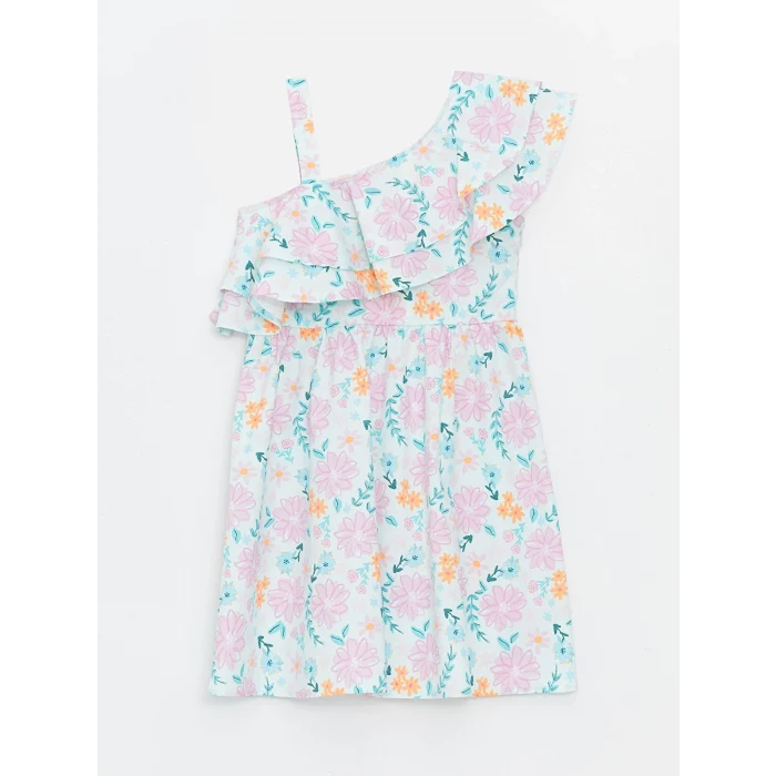 LCW Kids Turkuaz Çiçekli Kız Çocuk Elbise