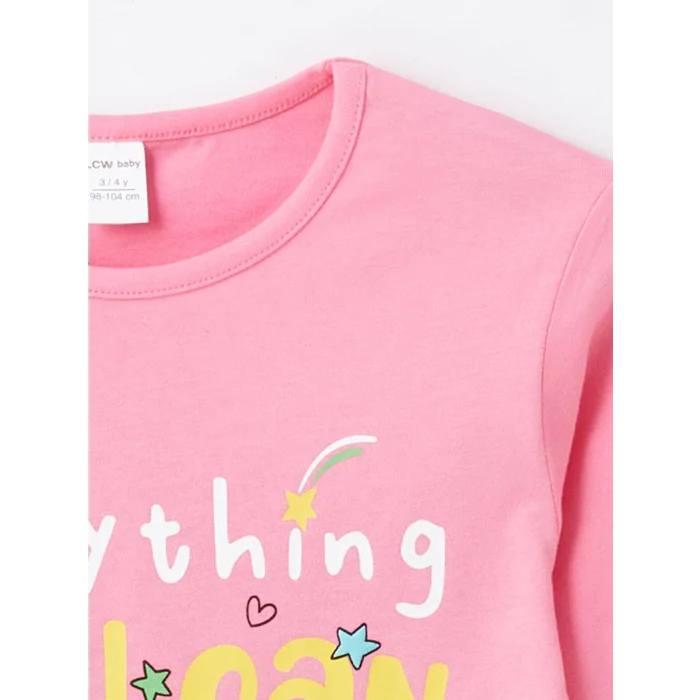 LCW Kids Pembe Bisiklet Yaka Uzun Kollu Kız Bebek Tişört 2li