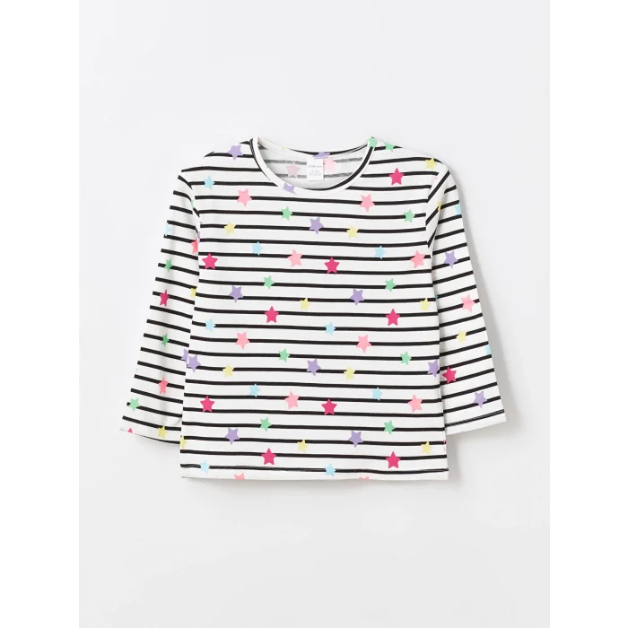 LCW Kids Pembe Bisiklet Yaka Uzun Kollu Kız Bebek Tişört 2li