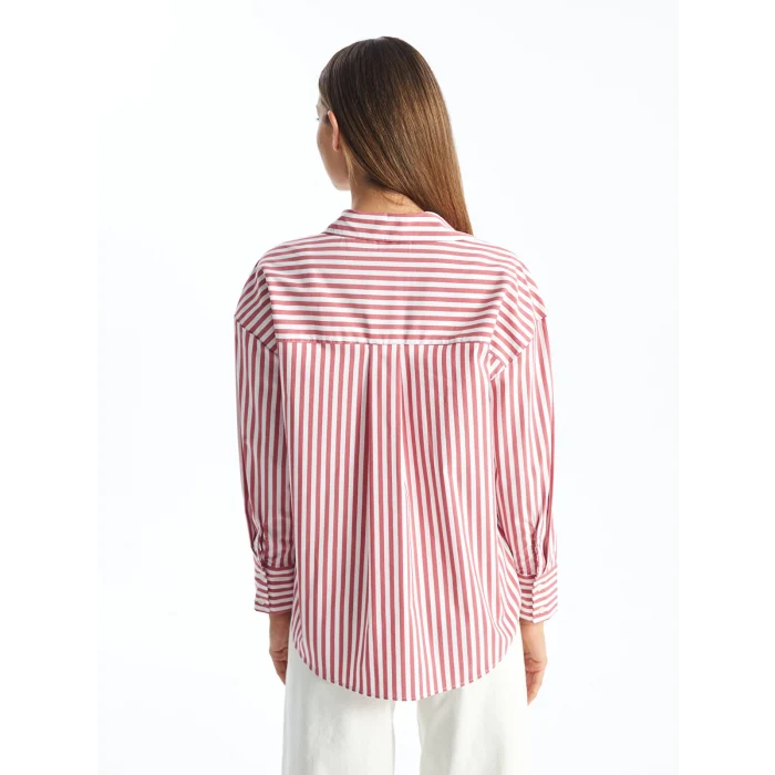 LCW Vision Kirmizi Çizgili Oversize Kadın Gömlek