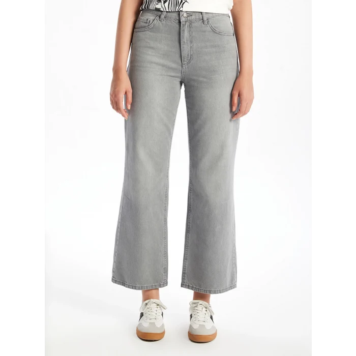 LCW Jeans Gri Wideleg Kadın Jean Pantolon