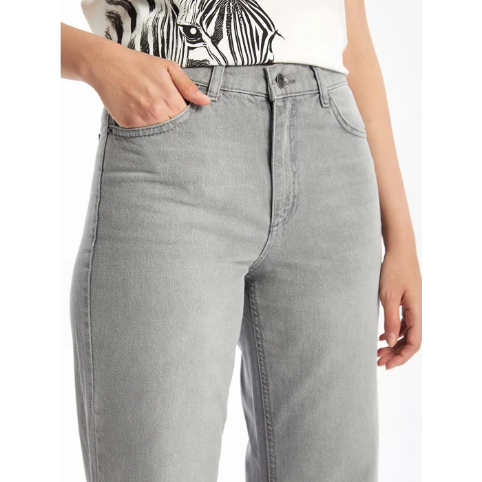 LCW Jeans Gri Wideleg Kadın Jean Pantolon