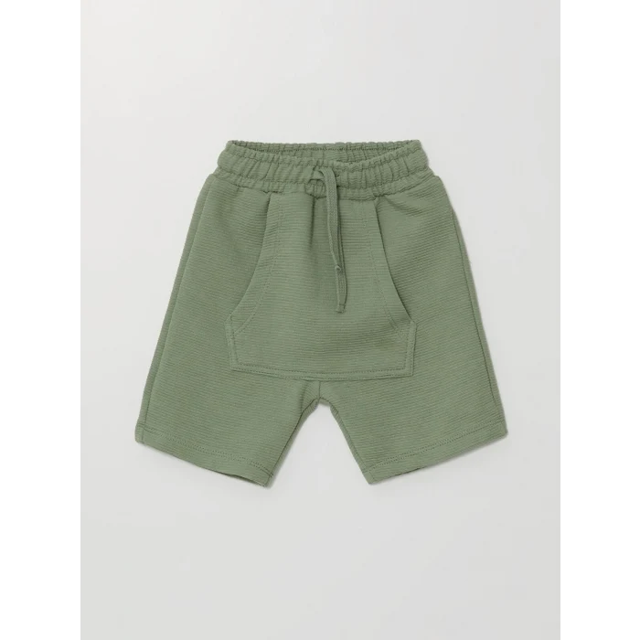 LCW Kids Ekru Bisiklet Yaka Çizgili Erkek Bebek Tişört ve Şort 2li Takım