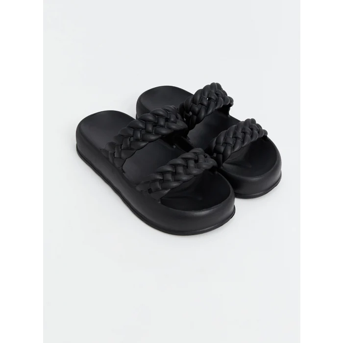 LCW STEPS Siyah Çift Bantlı Kadın Terlik