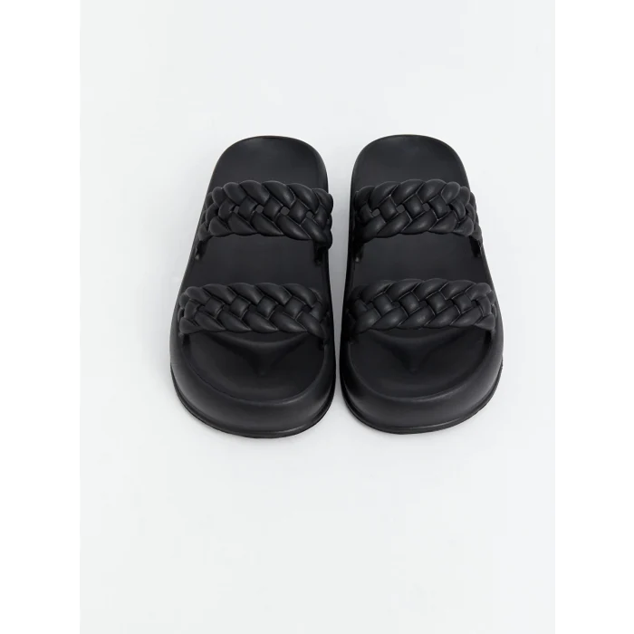 LCW STEPS Siyah Çift Bantlı Kadın Terlik