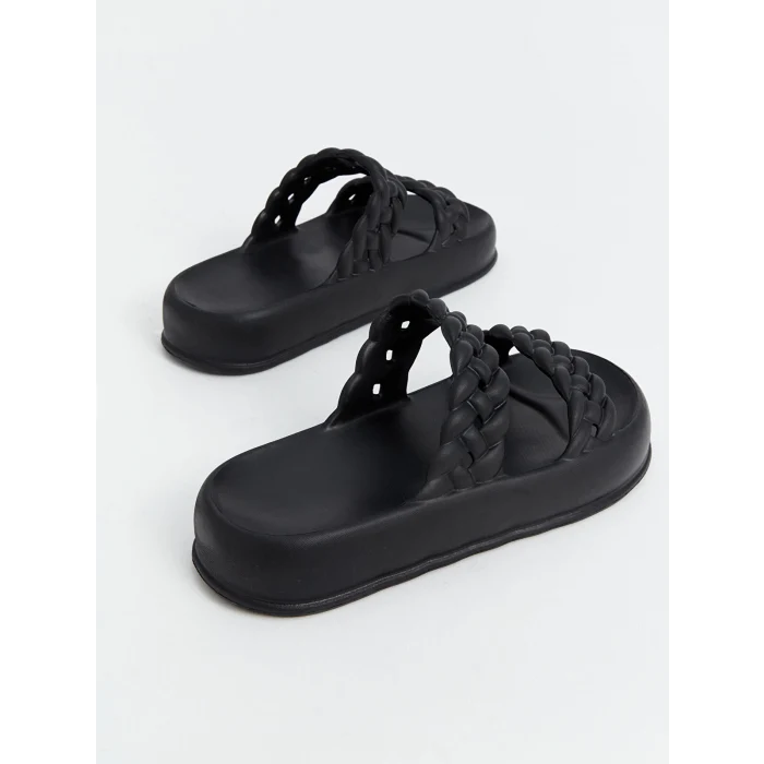 LCW STEPS Siyah Çift Bantlı Kadın Terlik