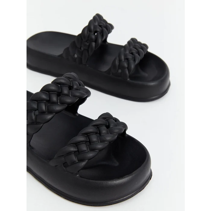 LCW STEPS Siyah Çift Bantlı Kadın Terlik