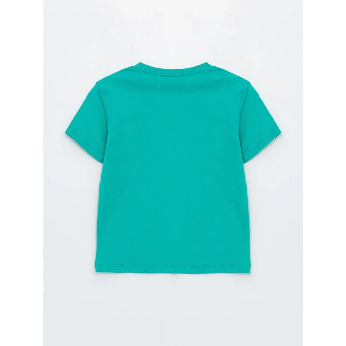 LCW Kids Yeşil Bisiklet Yaka Kısa Kollu Baskılı Erkek Bebek Tişört ve Şort 2li Takım