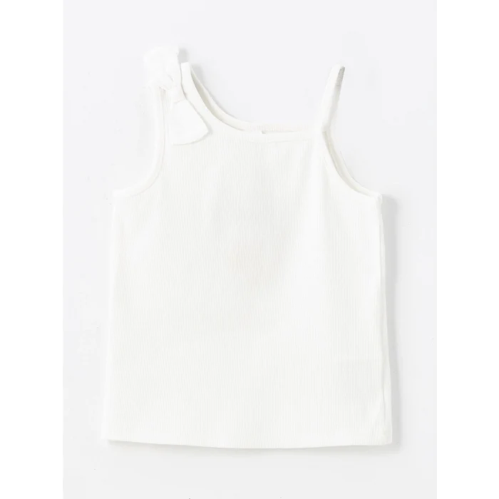 LCW Kids Ekru Bisiklet Yaka Askılı Kız Bebek Bluz ve Şort 2li Takım