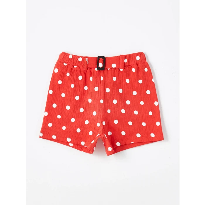 LCW Kids Ekru Bisiklet Yaka Askılı Kız Bebek Bluz ve Şort 2li Takım