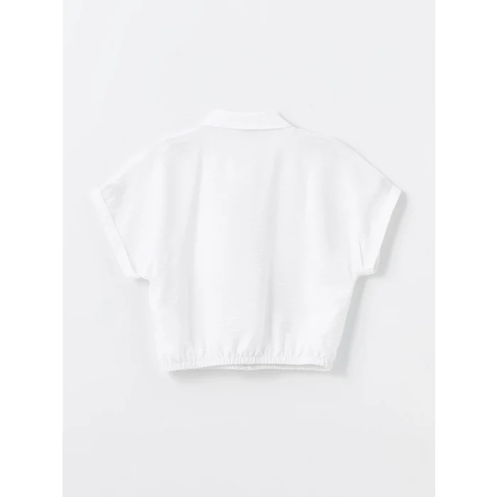 LCW Kids Beyaz Basic Kısa Kollu Kız Çocuk Crop Gömlek