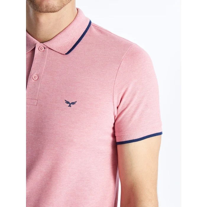 LCWAIKIKI Classic Pembe Polo Yaka Kısa Kollu Pike Erkek Tişört