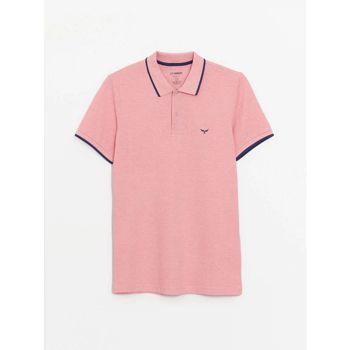 LCWAIKIKI Classic Pembe Polo Yaka Kısa Kollu Pike Erkek Tişört