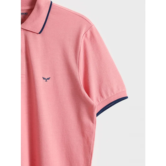 LCWAIKIKI Classic Pembe Polo Yaka Kısa Kollu Pike Erkek Tişört