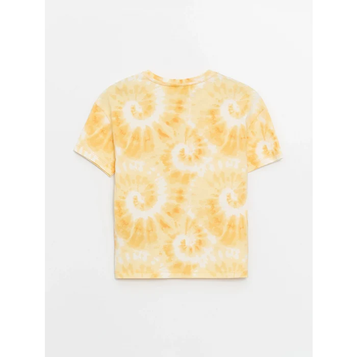 LCW Kids Turuncu Bisiklet Yaka Baskılı Kısa Kollu Kız Çocuk Tişört ve Tayt