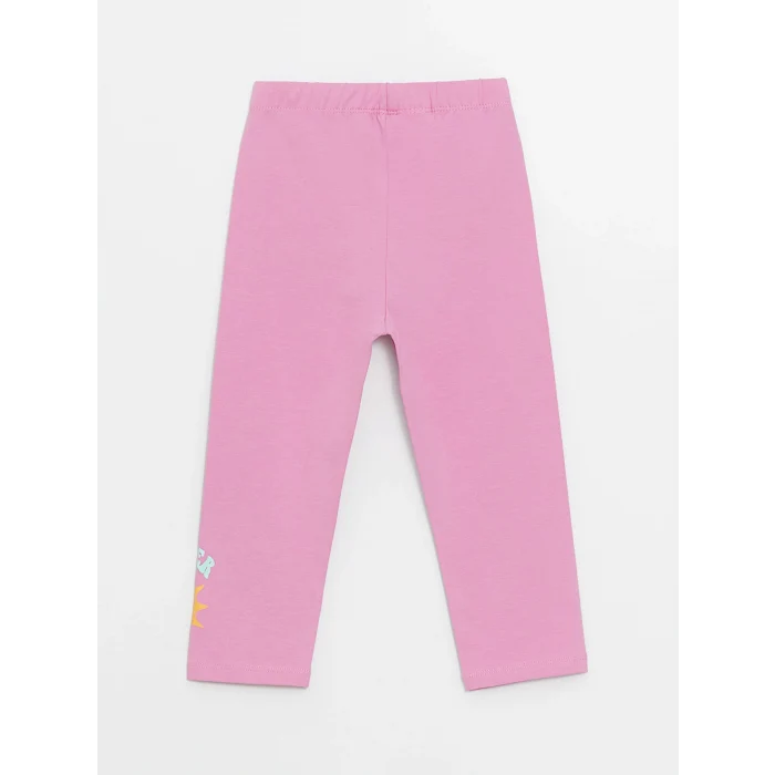 LCW Kids Turuncu Bisiklet Yaka Baskılı Kısa Kollu Kız Çocuk Tişört ve Tayt