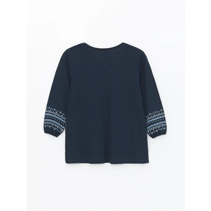 LCW Grace Lacivert Bağlamalı Yaka Desenli Kadın Bluz