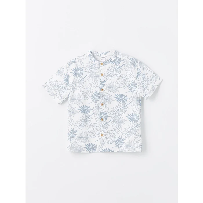 LCW Kids Ekru Hakim Yaka Kısa Kollu Baskılı Erkek Bebek Gömlek