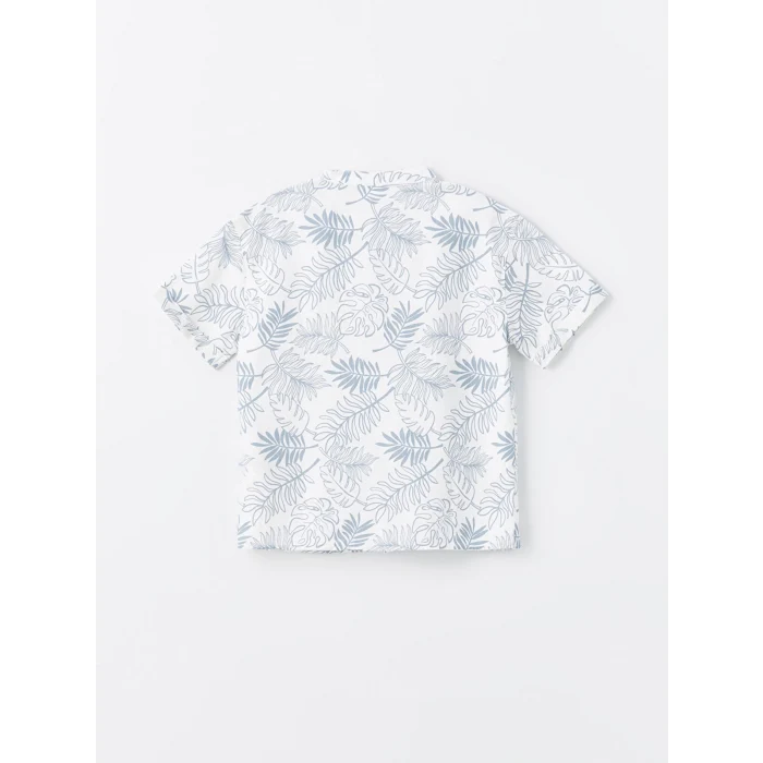 LCW Kids Ekru Hakim Yaka Kısa Kollu Baskılı Erkek Bebek Gömlek