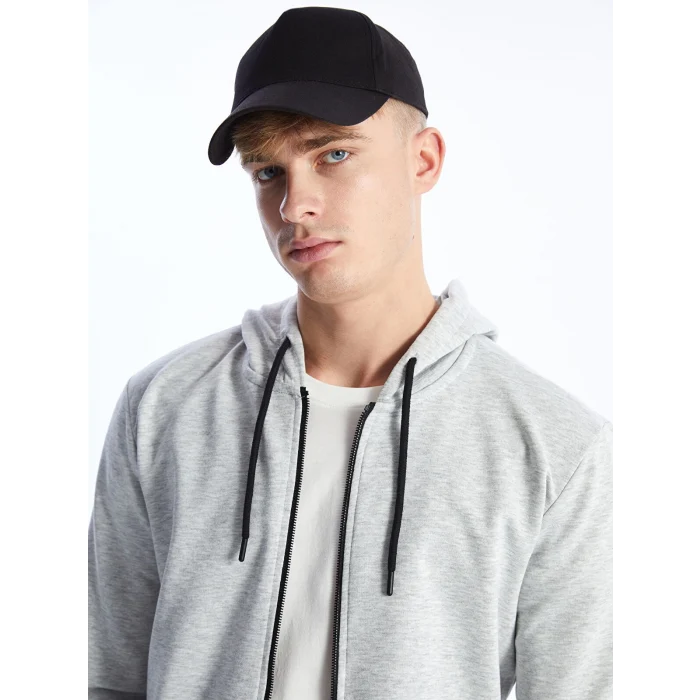 LCW Casual Gri Kapüşonlu Uzun Kollu Erkek Fermuarlı Sweatshirt