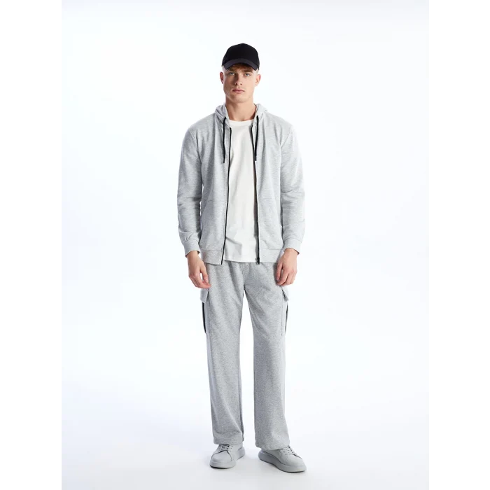 LCW Casual Gri Kapüşonlu Uzun Kollu Erkek Fermuarlı Sweatshirt