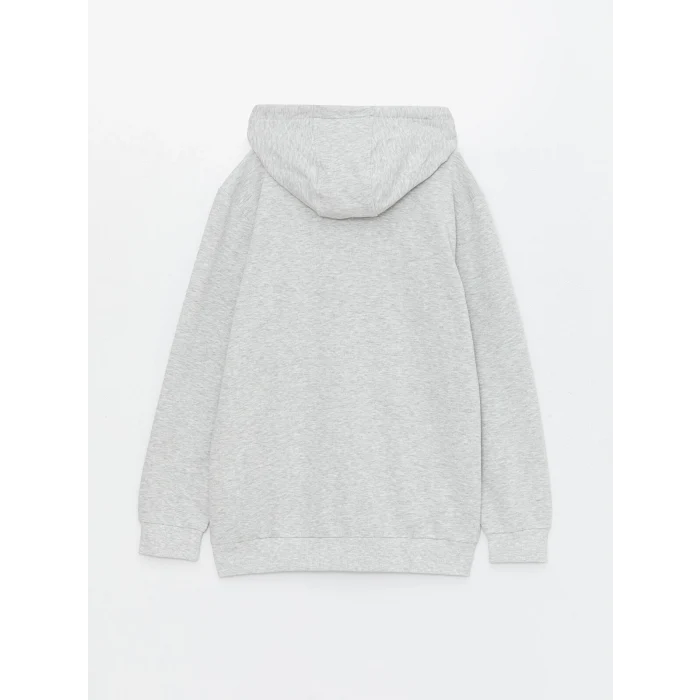 LCW Casual Gri Kapüşonlu Uzun Kollu Erkek Fermuarlı Sweatshirt