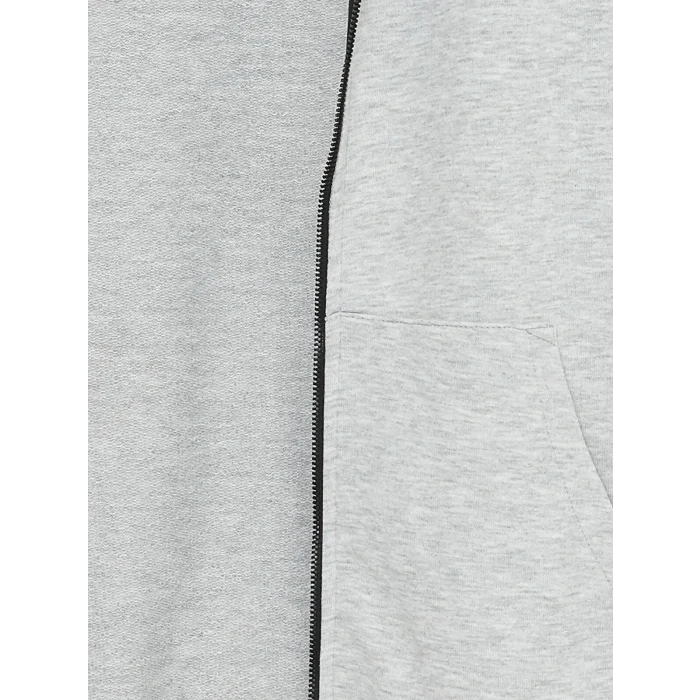 LCW Casual Gri Kapüşonlu Uzun Kollu Erkek Fermuarlı Sweatshirt