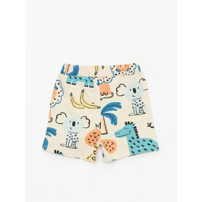 LCW baby Turuncu Bisiklet Yaka Baskılı Erkek Bebek Tişört ve Şort 2li Takım