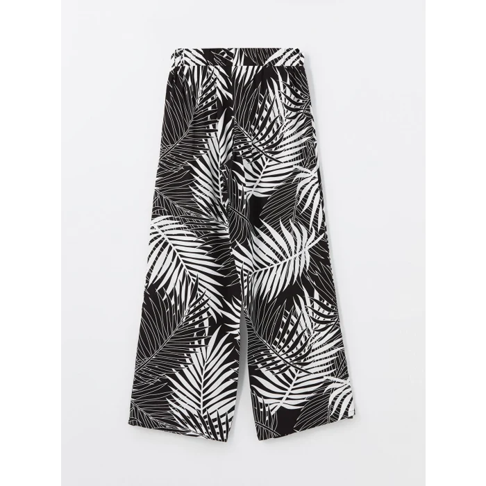 LCWAIKIKI Classic Kahverengi Beli Lastikli Rahat Kalıp Desenli Kadın Pantolon